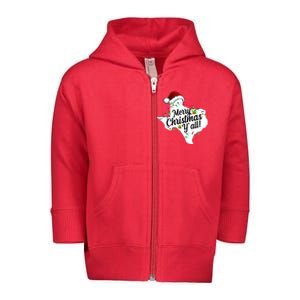 Merry Christmas Y'all Texas State Toddler Zip Fleece Hoodie