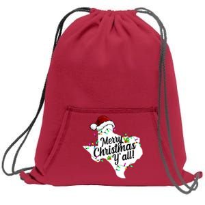 Merry Christmas Y'all Texas State Sweatshirt Cinch Pack Bag