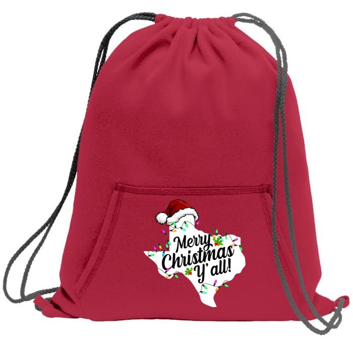 Merry Christmas Y'all Texas State Sweatshirt Cinch Pack Bag