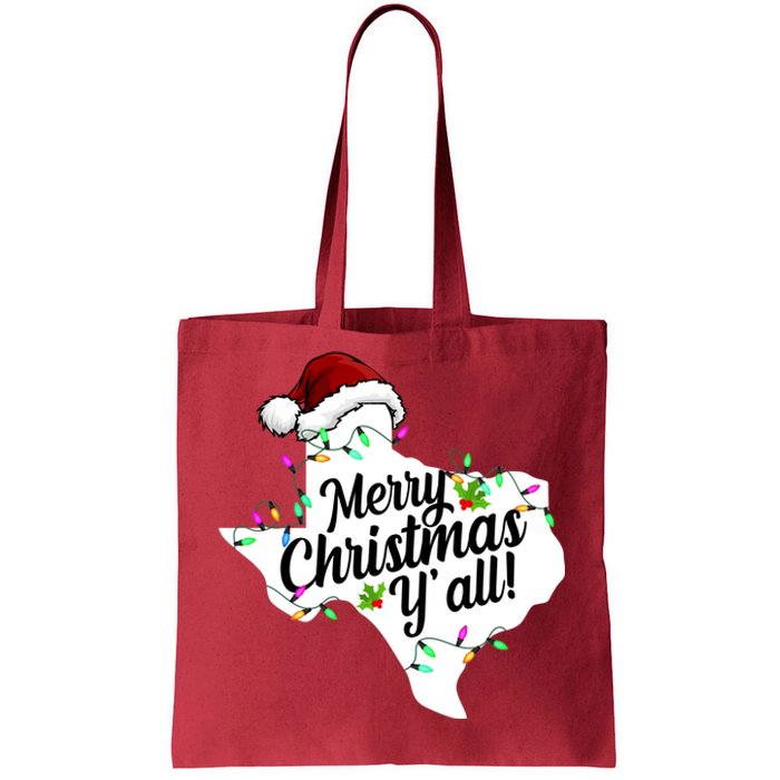 Merry Christmas Y'all Texas State Tote Bag