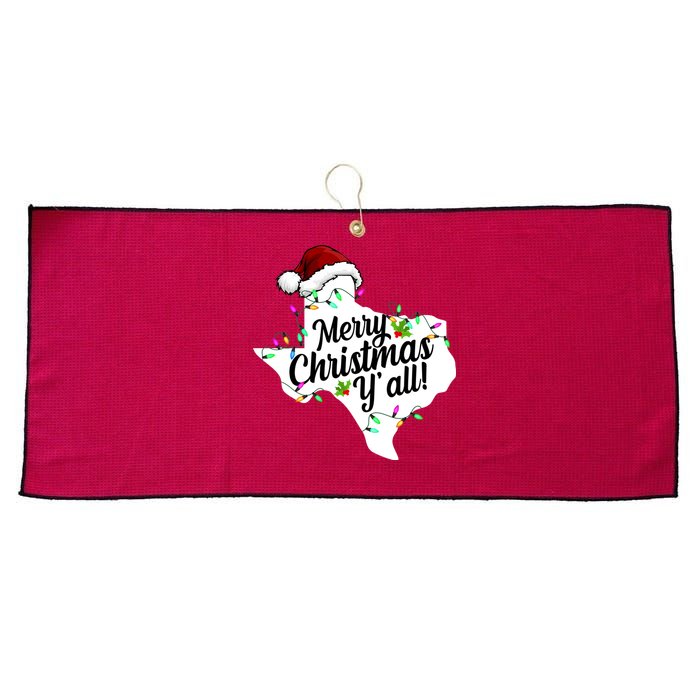 Merry Christmas Y'all Texas State Large Microfiber Waffle Golf Towel