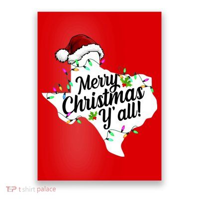 Merry Christmas Y'all Texas State Poster