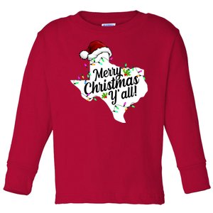 Merry Christmas Y'all Texas State Toddler Long Sleeve Shirt