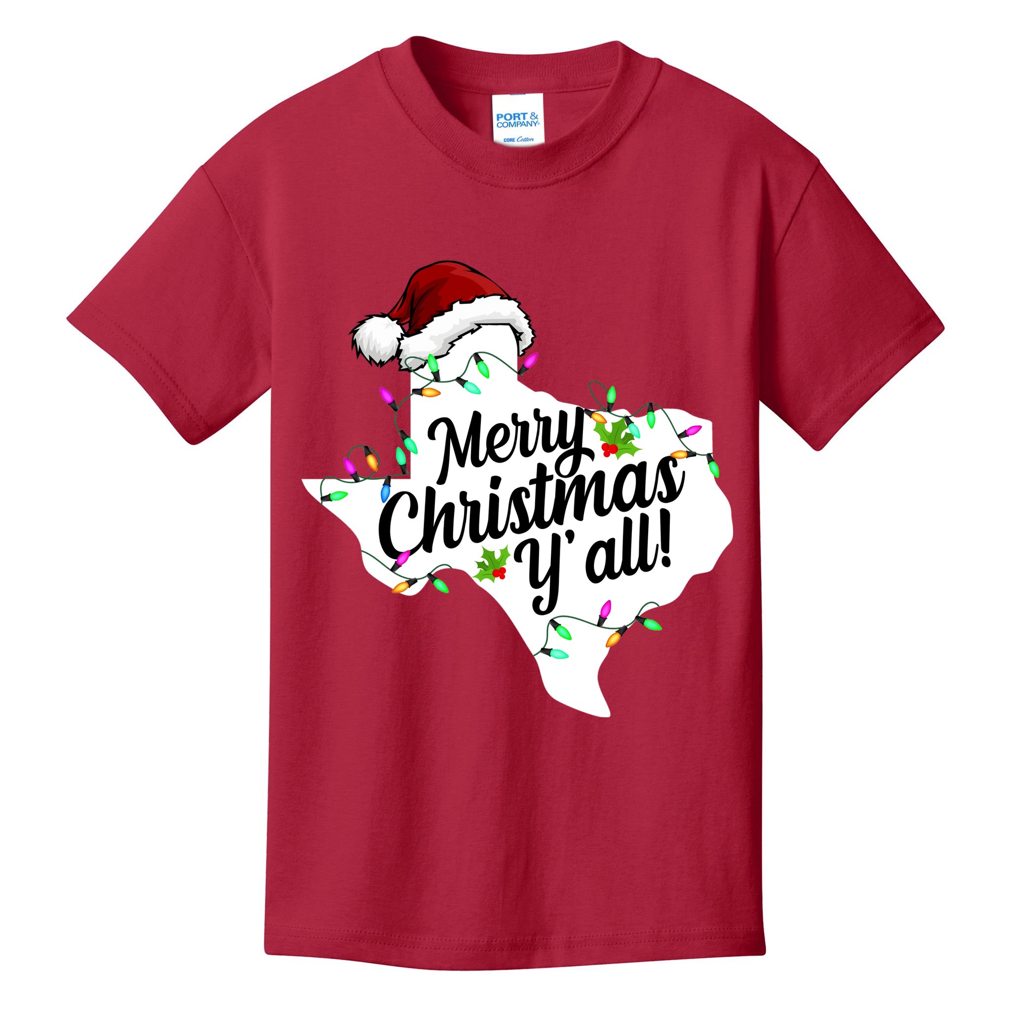 Merry Christmas Y'all Texas State Kids T-Shirt