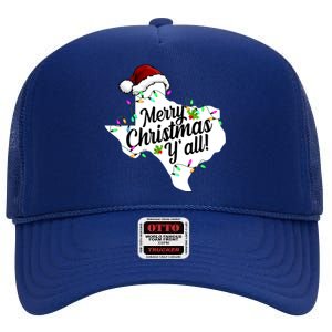 Merry Christmas Y'all Texas State High Crown Mesh Back Trucker Hat