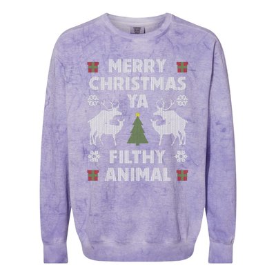 Merry Christmas Ya Filthy Animal Colorblast Crewneck Sweatshirt