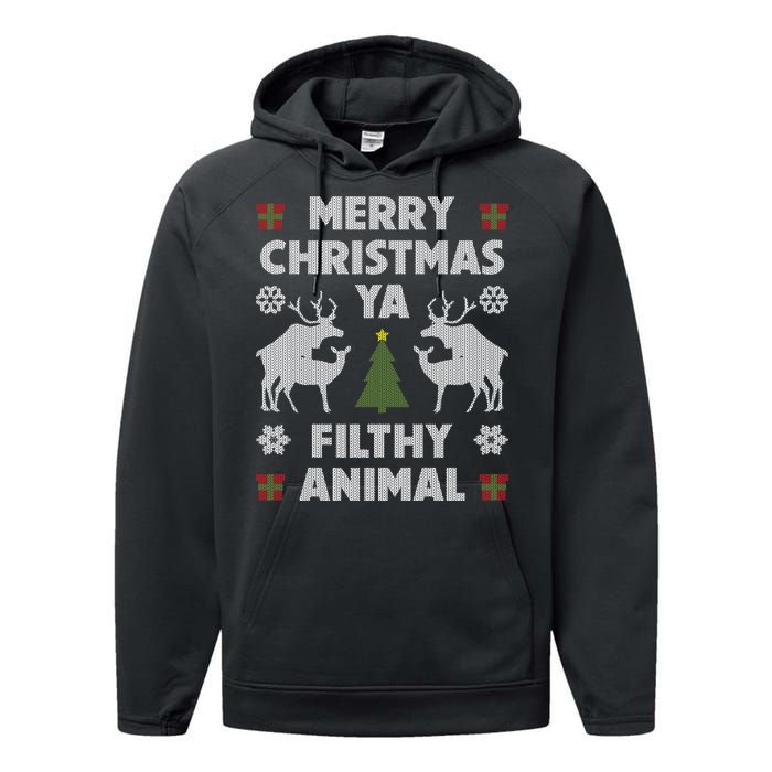 Merry Christmas Ya Filthy Animal Performance Fleece Hoodie