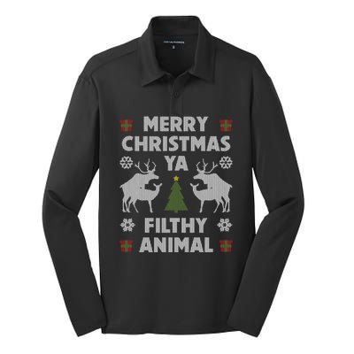 Merry Christmas Ya Filthy Animal Silk Touch Performance Long Sleeve Polo