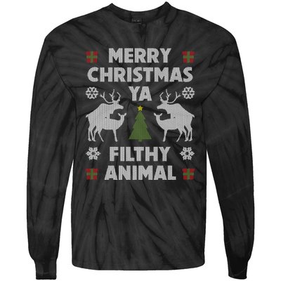 Merry Christmas Ya Filthy Animal Tie-Dye Long Sleeve Shirt