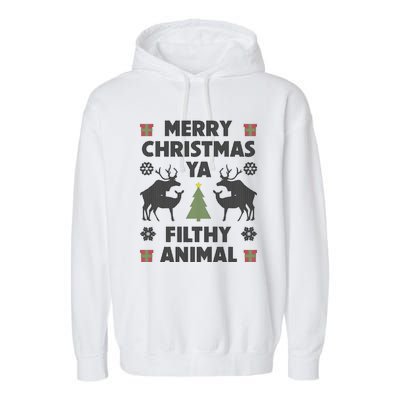 Merry Christmas Ya Filthy Animal Garment-Dyed Fleece Hoodie