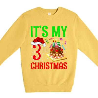 Merry Christmas Yes Its My 3rd Birthday Christmas Premium Crewneck Sweatshirt