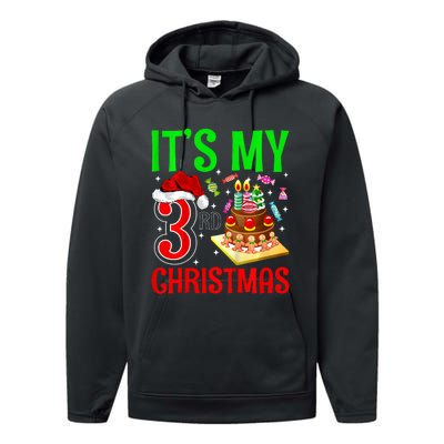 Merry Christmas Yes Its My 3rd Birthday Christmas Performance Fleece Hoodie