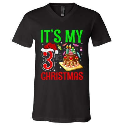 Merry Christmas Yes Its My 3rd Birthday Christmas V-Neck T-Shirt