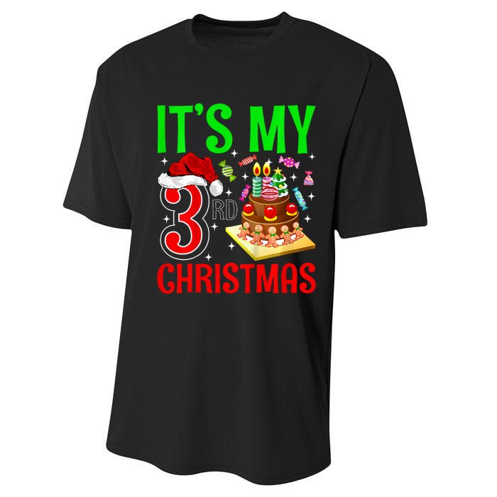 Merry Christmas Yes Its My 3rd Birthday Christmas Performance Sprint T-Shirt