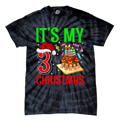 Merry Christmas Yes Its My 3rd Birthday Christmas Tie-Dye T-Shirt