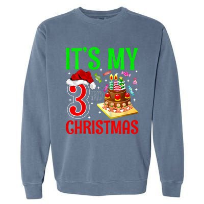 Merry Christmas Yes Its My 3rd Birthday Christmas Garment-Dyed Sweatshirt