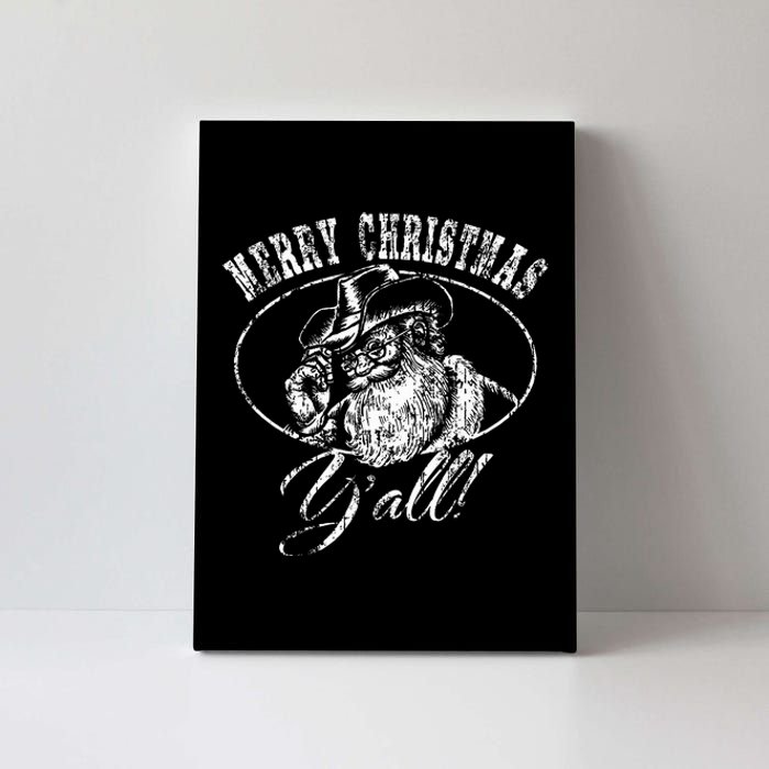 Merry Christmas Y'all Funny Country Cowboy Santa Claus  Canvas