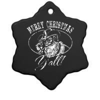 Merry Christmas Y'all Funny Country Cowboy Santa Claus  Ceramic Star Ornament