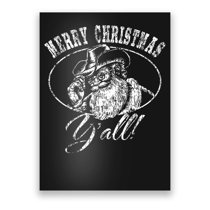 Merry Christmas Y'all Funny Country Cowboy Santa Claus  Poster