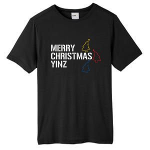 Merry Christmas Yinz with Pittsburgh Christmas Trees Funny Tall Fusion ChromaSoft Performance T-Shirt