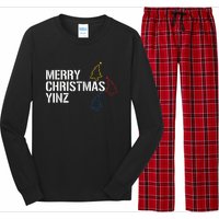 Merry Christmas Yinz with Pittsburgh Christmas Trees Funny Long Sleeve Pajama Set