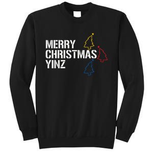 Merry Christmas Yinz with Pittsburgh Christmas Trees Funny Tall Sweatshirt