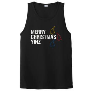 Merry Christmas Yinz with Pittsburgh Christmas Trees Funny PosiCharge Competitor Tank