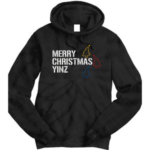 Merry Christmas Yinz with Pittsburgh Christmas Trees Funny Tie Dye Hoodie