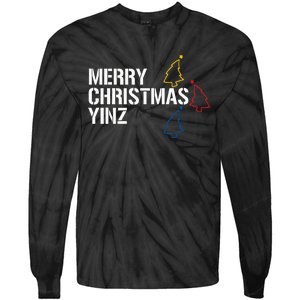 Merry Christmas Yinz with Pittsburgh Christmas Trees Funny Tie-Dye Long Sleeve Shirt