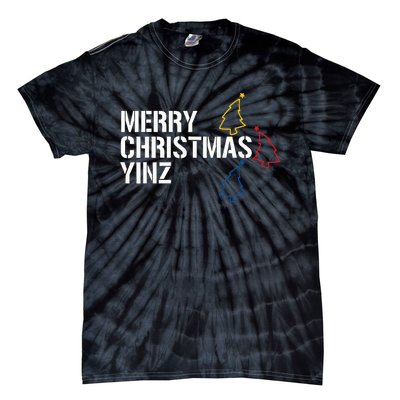 Merry Christmas Yinz with Pittsburgh Christmas Trees Funny Tie-Dye T-Shirt