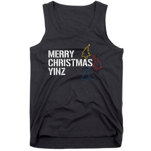 Merry Christmas Yinz with Pittsburgh Christmas Trees Funny Tank Top