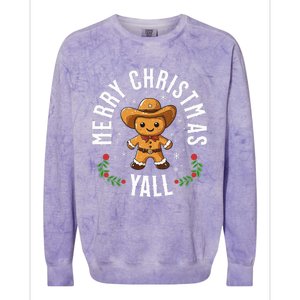 Merry Christmas Yall Gingerbread Cowboy Howdy Western Xmas Colorblast Crewneck Sweatshirt