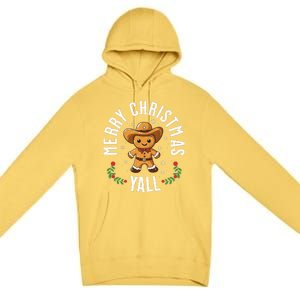 Merry Christmas Yall Gingerbread Cowboy Howdy Western Xmas Premium Pullover Hoodie