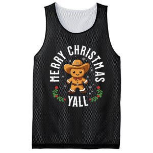 Merry Christmas Yall Gingerbread Cowboy Howdy Western Xmas Mesh Reversible Basketball Jersey Tank