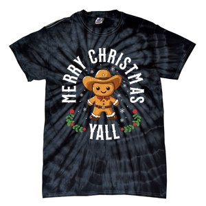 Merry Christmas Yall Gingerbread Cowboy Howdy Western Xmas Tie-Dye T-Shirt