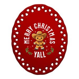 Merry Christmas Yall Gingerbread Cowboy Howdy Western Xmas Ceramic Oval Ornament