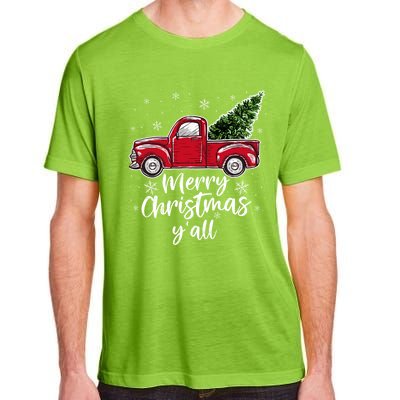 Merry Christmas Yall Great Gift Red Truck Christmas Pajama Xmas Gift Adult ChromaSoft Performance T-Shirt