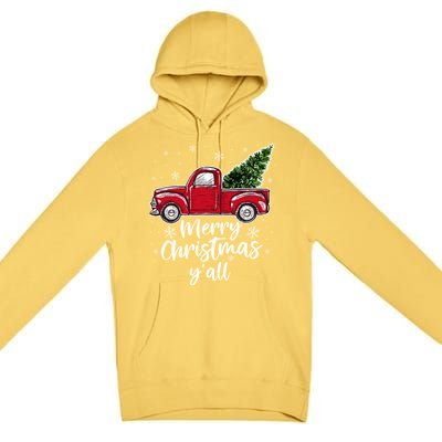 Merry Christmas Yall Great Gift Red Truck Christmas Pajama Xmas Gift Premium Pullover Hoodie