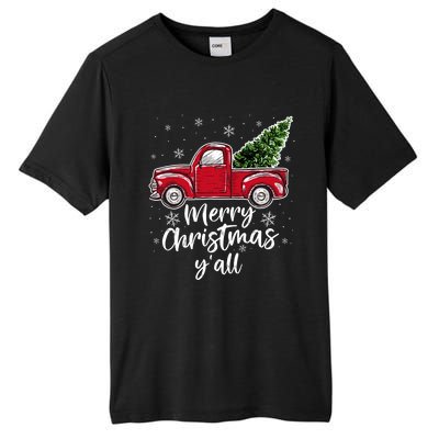 Merry Christmas Yall Great Gift Red Truck Christmas Pajama Xmas Gift Tall Fusion ChromaSoft Performance T-Shirt