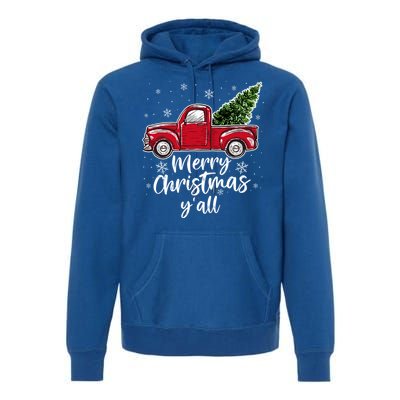 Merry Christmas Yall Great Gift Red Truck Christmas Pajama Xmas Gift Premium Hoodie