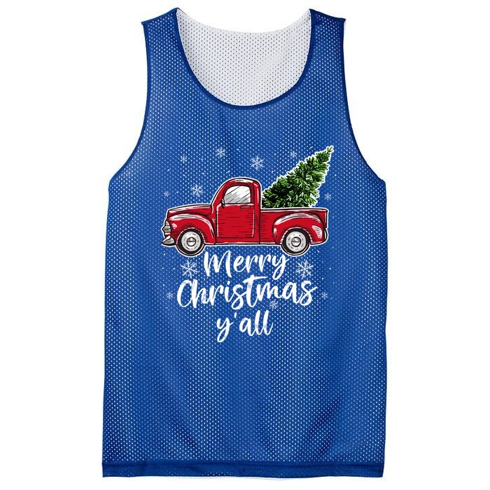 Merry Christmas Yall Great Gift Red Truck Christmas Pajama Xmas Gift Mesh Reversible Basketball Jersey Tank