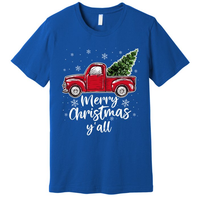 Merry Christmas Yall Great Gift Red Truck Christmas Pajama Xmas Gift Premium T-Shirt