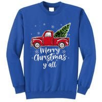 Merry Christmas Yall Great Gift Red Truck Christmas Pajama Xmas Gift Tall Sweatshirt