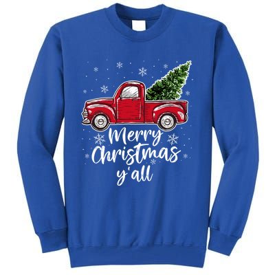 Merry Christmas Yall Great Gift Red Truck Christmas Pajama Xmas Gift Tall Sweatshirt