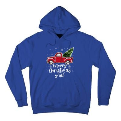 Merry Christmas Yall Great Gift Red Truck Christmas Pajama Xmas Gift Tall Hoodie