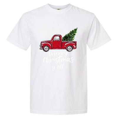 Merry Christmas Yall Great Gift Red Truck Christmas Pajama Xmas Gift Garment-Dyed Heavyweight T-Shirt