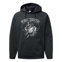 Merry Christmas Y'all Country Cowboy Santa Claus  Performance Fleece Hoodie