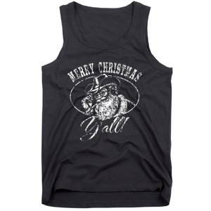 Merry Christmas Y'all Country Cowboy Santa Claus  Tank Top