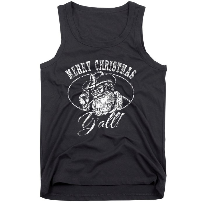 Merry Christmas Y'all Country Cowboy Santa Claus  Tank Top