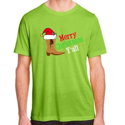 Merry Christmas YAll Funny Texas Cow Holiday Gift Adult ChromaSoft Performance T-Shirt